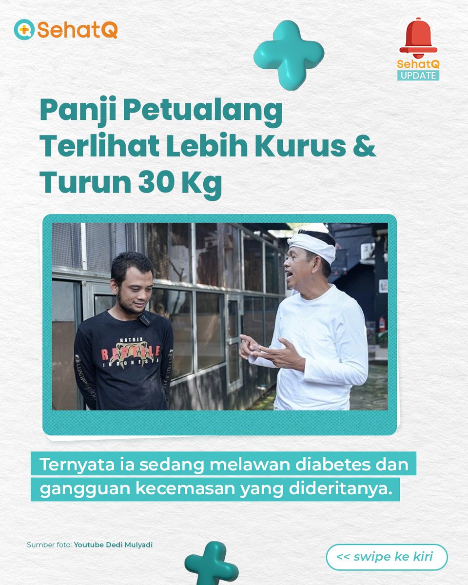 sehatq's tweet photo. Lama nggak ada kabar, Panji Petualang ternyata sedang berjuang dari diabetes dan gangguan kecemasan yang dialaminya. 

Vonis diabetes memberikan pukulan mental pada Panji dan membuatnya terlihat kurus sampai turun 30kg.
#SehatQ #panjipetualang #diabetes #panjipetualangsakit https://t.co/jYNI6OI8en