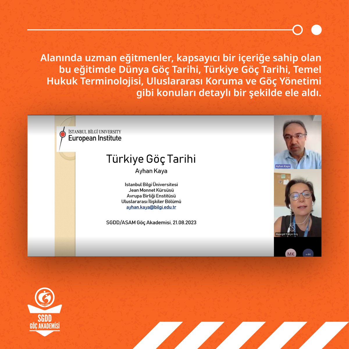 SgddAkademi's tweet photo. SGDD Göç Akademisi'nin bu yıl üçüncüsünü düzenlediği Teoriden Pratiğe Göç Yaz Okulu’nun ilk aşaması olan “Teorik Eğitim” tamamlandı.

Alanında uzman eğitmenler, kapsayıcı bir içeriğe sahip olan bu eğitimde göçe dair konuları detaylı bir şekilde ele aldı. https://t.co/1O1fxLfyXO