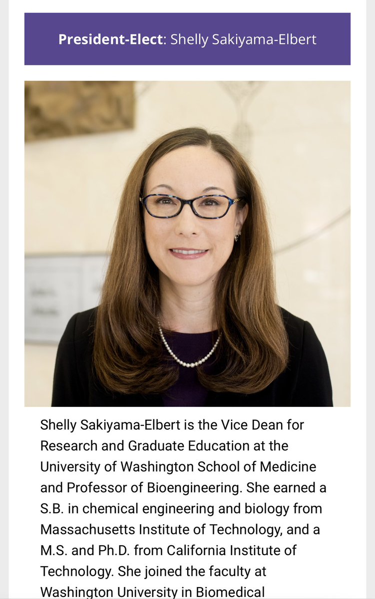 NPeppas's tweet photo. Congratulations @DrSakiyama Sakiyama-Elbert.  Elected President-elect of @BMESociety 

https://t.co/u0vHm5Qfvd https://t.co/xCjybchoo2