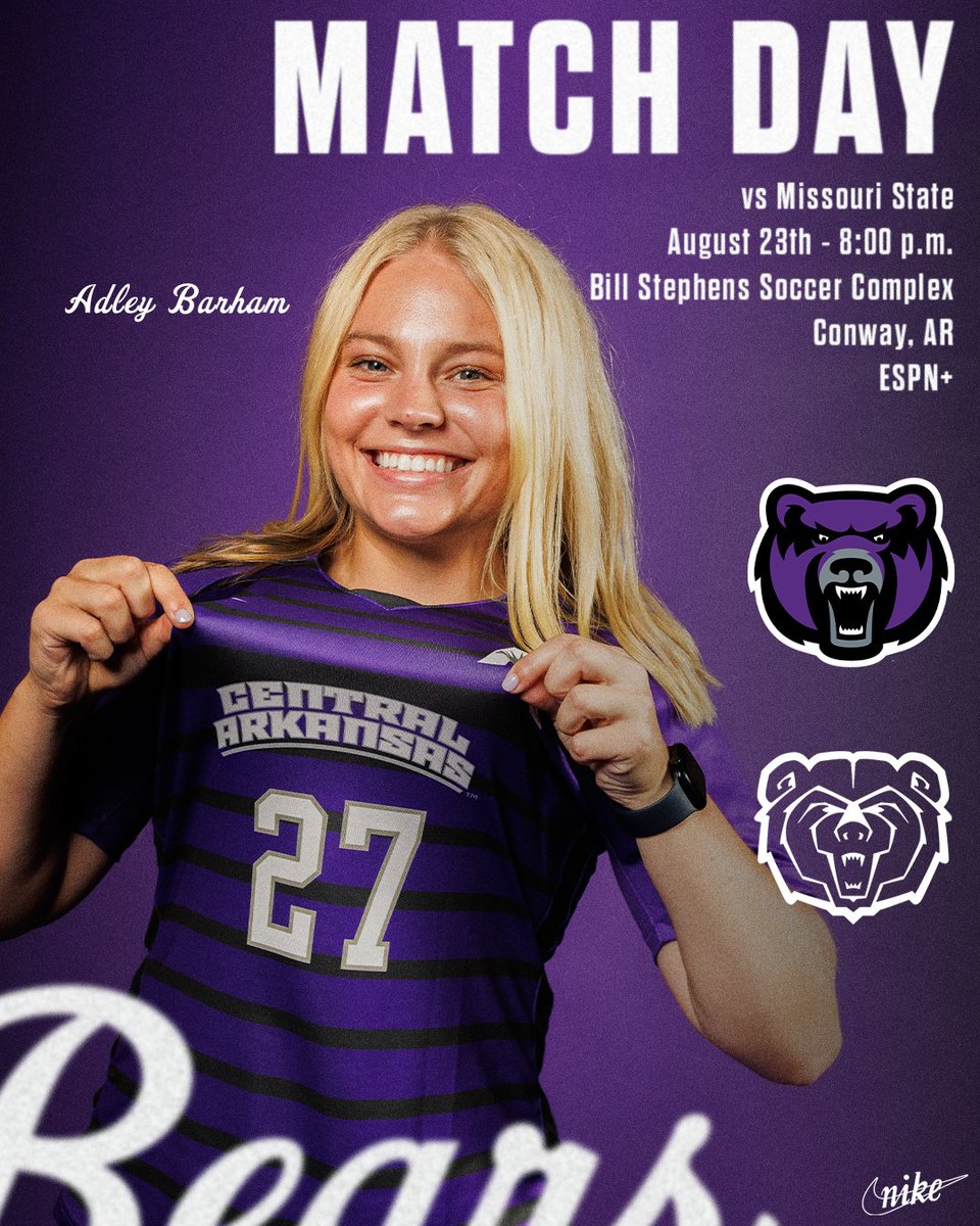 UCAWomensSoccer's tweet photo. IT'S FINALLY HERE! Our 2023 home opener is tonight at 8 PM against Missouri State at the Bill Stephens Track and Soccer Complex!!

🆚- Missouri St.
📍- Conway, Ark.
📺- https://t.co/wfTbIHqwPE
📊- https://t.co/MxcVjha0O0

#BearClawsUp https://t.co/2YmRENnHPr