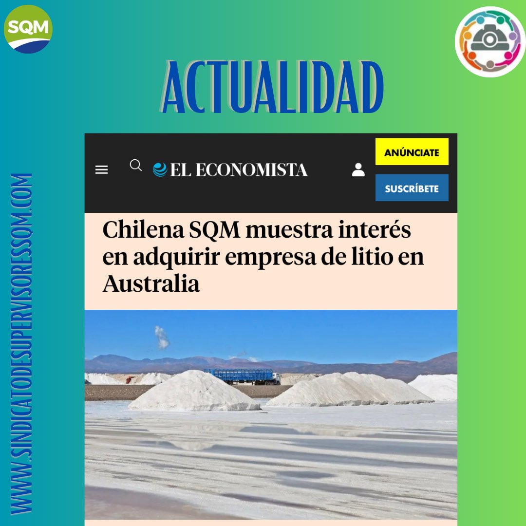 supervisoressqm's tweet photo. SQM inició las conversaciones para adquirir el control de la australiana Azure Minerals Limited, una compañía junior que desarrolla proyectos de litio en Australia Occidental. https://t.co/AbmgiScoOC