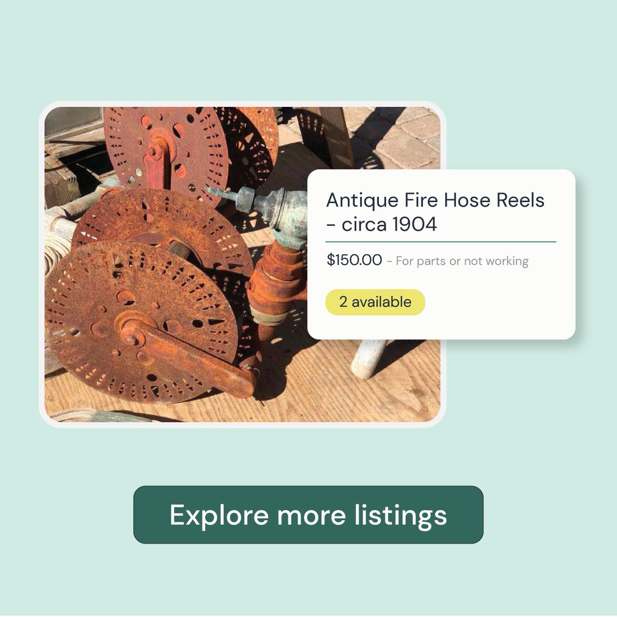 You never know what you'll find on Rheaply, like these Antique Fire Hose Reels - circa 1904! Own a piece of San Francisco's heritage and give new life to what's sure to be a conversation starter. app.rheaply.com/listing/da94a5… #Reuse #DIY #Restoration #Antiques #Rheaply