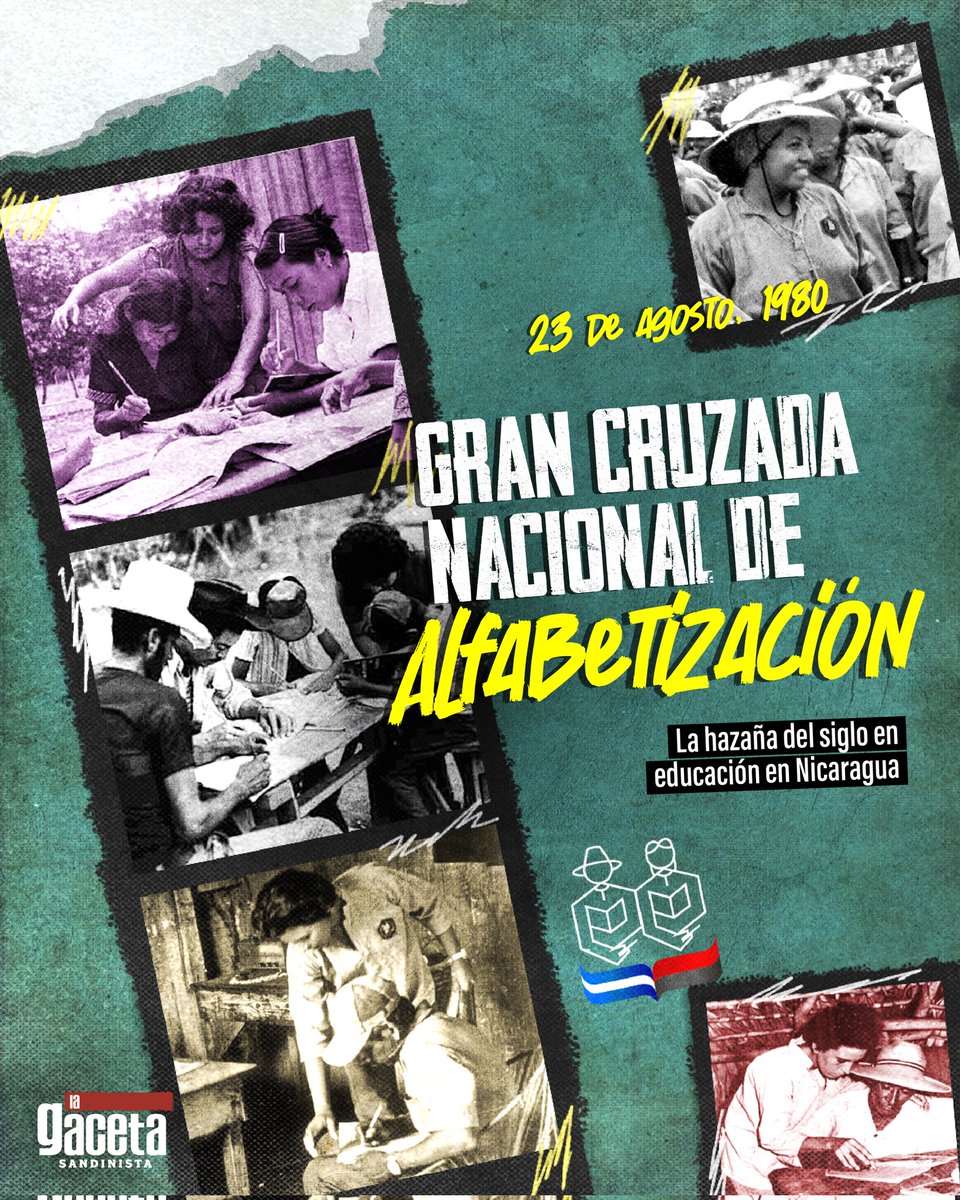 🔴⚫️ El 23 de agosto se oficializó como el Día Nacional de la Alfabetización en Nicaragua, la epopeya del Frente Sandinista junto al pueblo nicaragüense, que revolucionó la educación en 1980, logrando reducir la tasa de analfabetismo en el país.