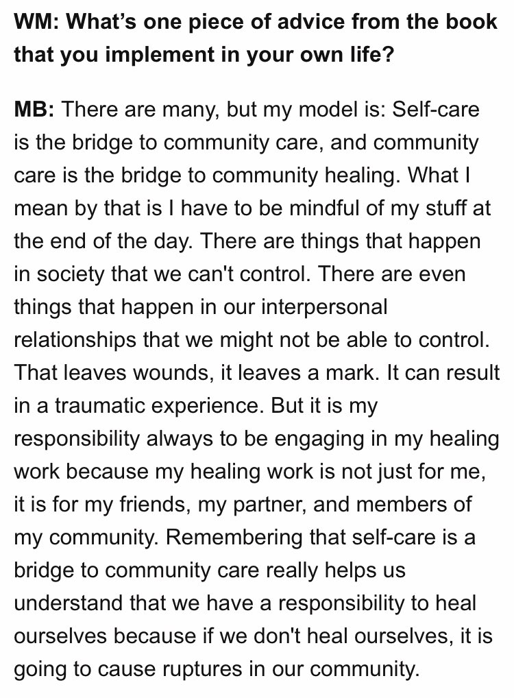 intzaha's tweet photo. “self-care is the bridge to community care, and community care is the bridge to community healing”

- Minaa B. https://t.co/nTkrmnHpEQ