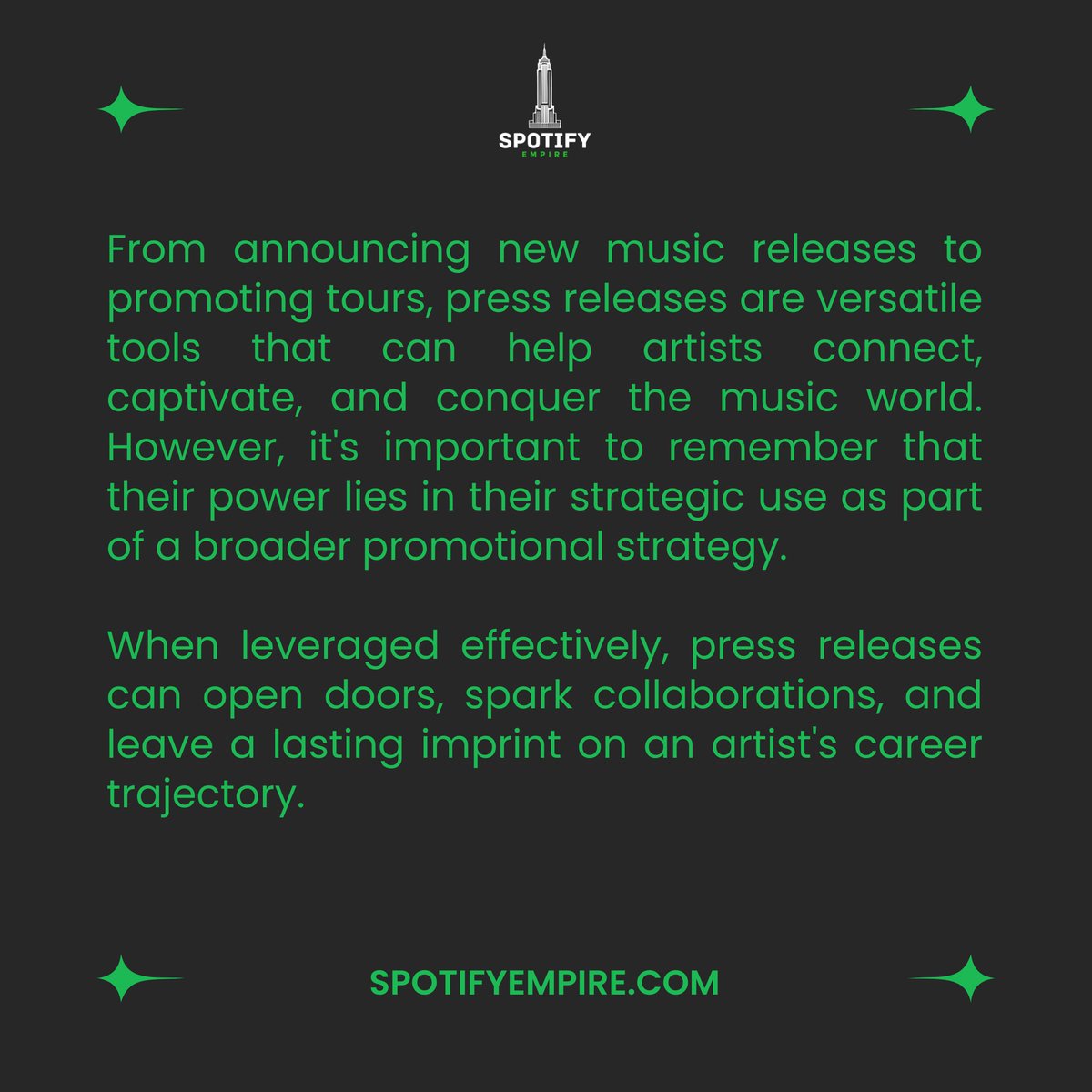 SpotifyEmpiree's tweet image. 📷Attention all musical artists and creators! SpotifyEmpire has just launched an electrifying new service tailored specifically for you.

Website: spotifyempire.com
SpotifyEmpire #Spotify #music #pressdistribution
