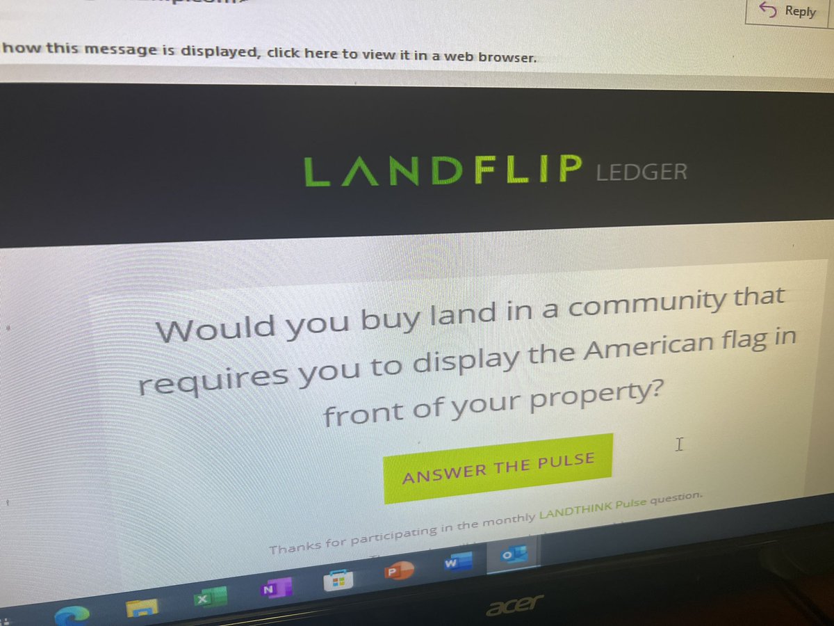 LandGuy's tweet photo. This popped up on my email from one of our Land Specific Websites:  I would not.  I have a flag in my yard but I wouldn't want to live in place that makes me do that...what would be next? https://t.co/RGwpBBeGEB