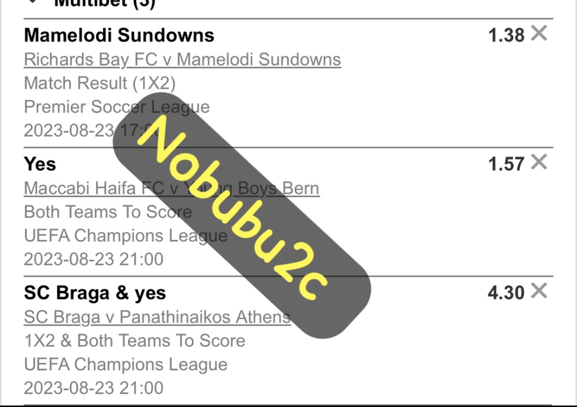 Nobuhle2C's tweet image. First ticket U1847D73C a bit risky #9odds #betwaycode edit if you want. First match at 5pm. Goodluck to us.