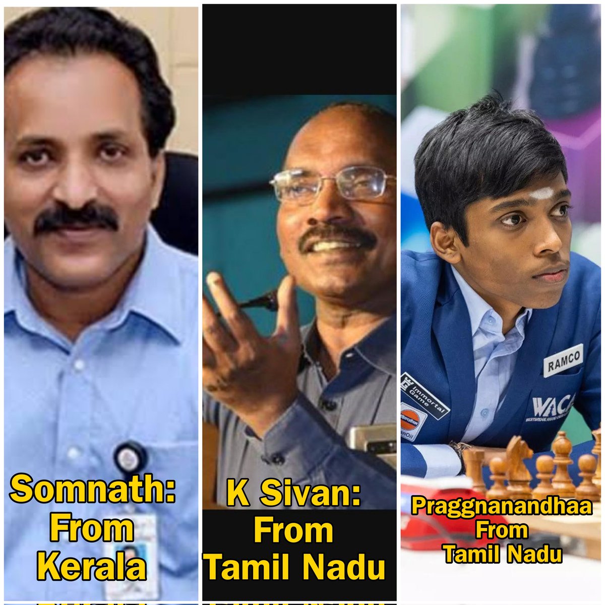 None of them are from BJP ruled states.. 

All these champs are from Kerala &amp; Tamil Nadu, where BJP is Zero. 

#Chandrayaan3