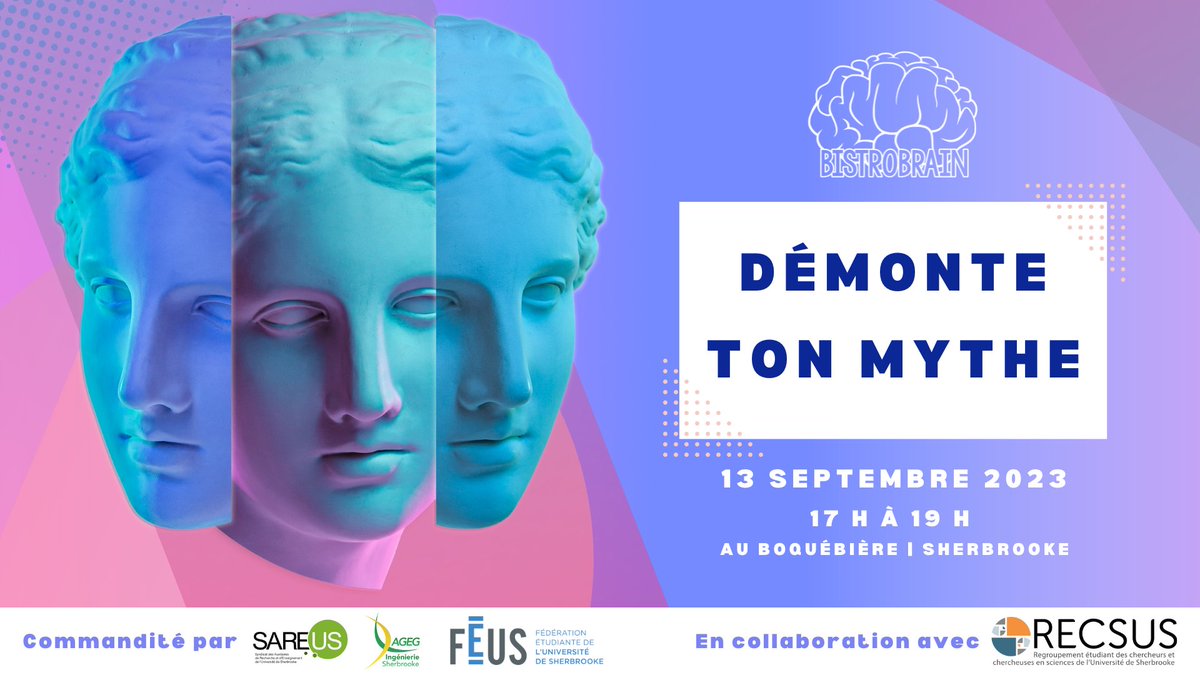 On brise la glace – et des #mythes – avec notre événement Démonte ton mythe pour débuter en force notre programmation 2023-2024 à Sherbrooke le 13 septembre prochain au <a href="/Boquebiere/">Boquébière</a> 💃
Pour plus d’information pour cet événement en collabo avec le RECSUS 👉 fb.me/e/2NNpFUaBw