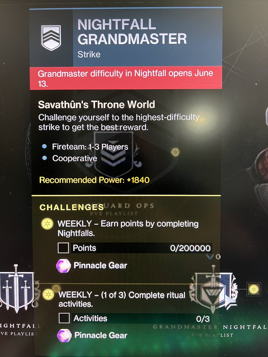 Destiny2ForYou's tweet image. Hmmm, June 13th you say?
#Destiny2 #SeasonOfTheWitch #GrandmasterNightfall #Nightfall