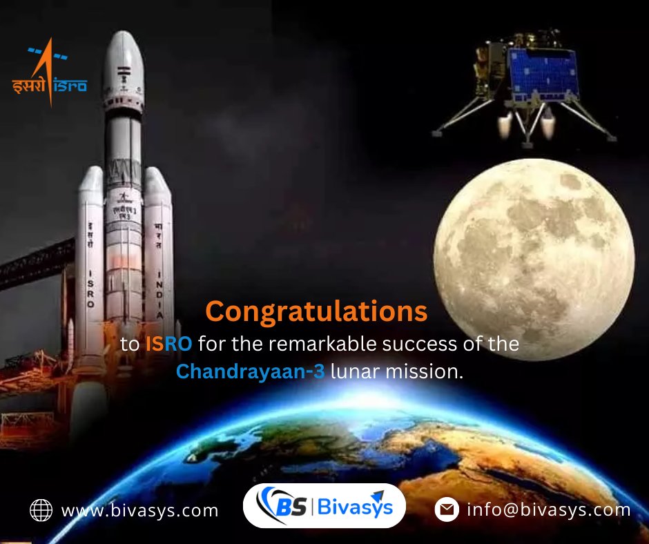 bivasys's tweet photo. 📷 Congratulations to the Indian Space Research Organisation (ISRO) on the successful landing of Chandrayaan-3! 📷 This monumental achievement not only adds to India's rich history in space exploration but also highlights ISRO's exceptional expertise and dedication. #Chandrayaan3 https://t.co/W6sPOv1WNb