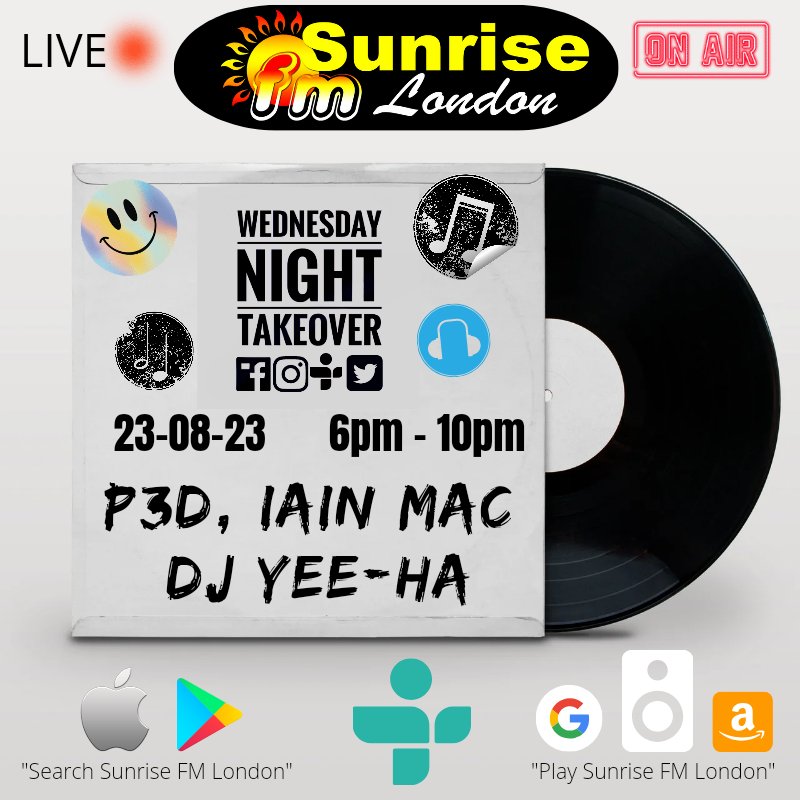 Join us live tonight from 6pm for the Wednesday Night Takeover exclusively on sunrisefm.co.uk
Bringing you 4 hours of the best in dance music
#radio #studio #dj #pirateradio #pioneerdj #mixing #live #londonsoriginal #serato #tinecode #whatson