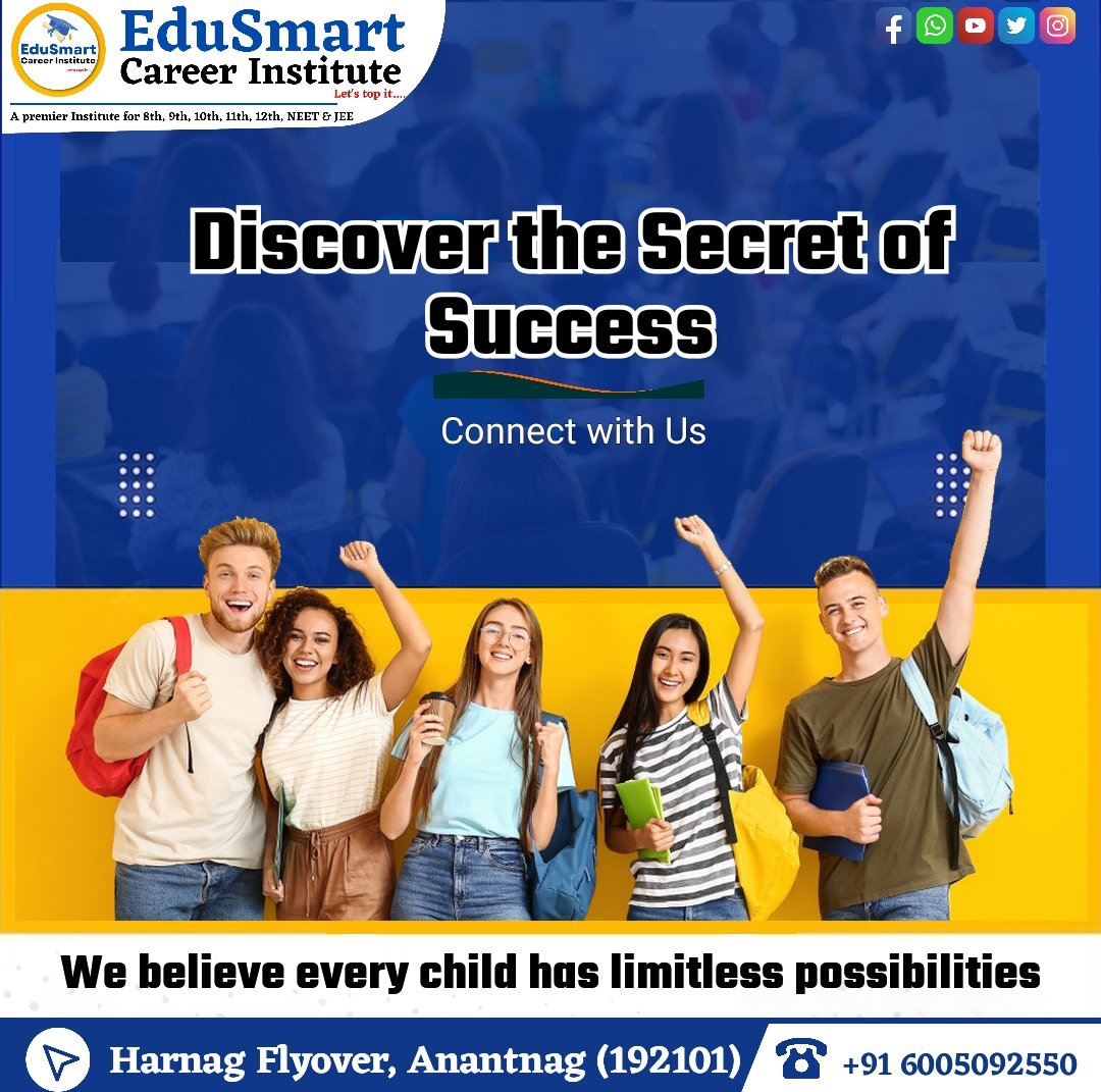 An investment in knowledge pays the best interest. –  Benjamin Franklin

𝐄𝐝𝐮𝐒𝐦𝐚𝐫𝐭 𝐂𝐚𝐫𝐞𝐞𝐫 𝐈𝐧𝐬𝐭𝐢𝐭𝐮𝐭𝐞 beleive every child has limitless possibilities.

#education #greatlearning #secretofsuccess #careergrowthtips  #academicsuccess #neetpreparation #jeeprep.