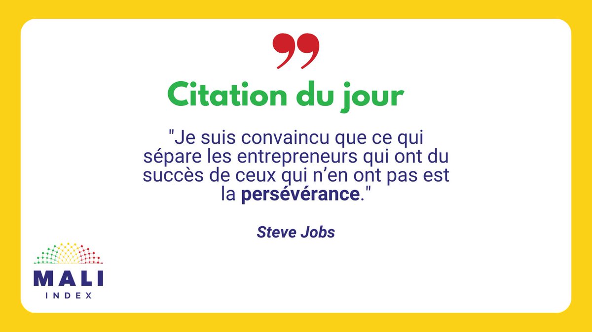 Que pensez-vous de cette citation? Le succès n'est pas quelque chose d'instantané, il faut travailler fort pour y arriver! 💪🏾

#maliindex #annuaire #annuairepourentreprise #mali