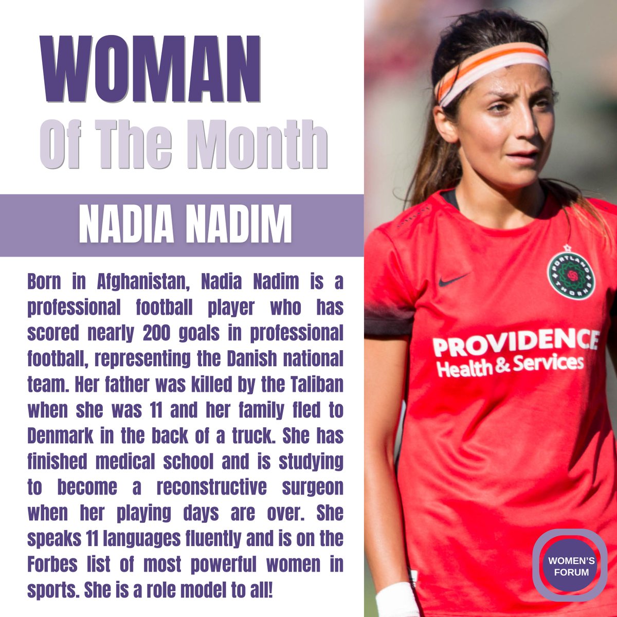 🌟 Exciting News! Introducing our brand-new series: #WomanOfTheMonth! Each month, we'll spotlight a remarkable woman who's breaking barriers & inspiring us all. We're kicking things off with the incredible #NadiaNadim, a role model to women and girls everywhere! 💫