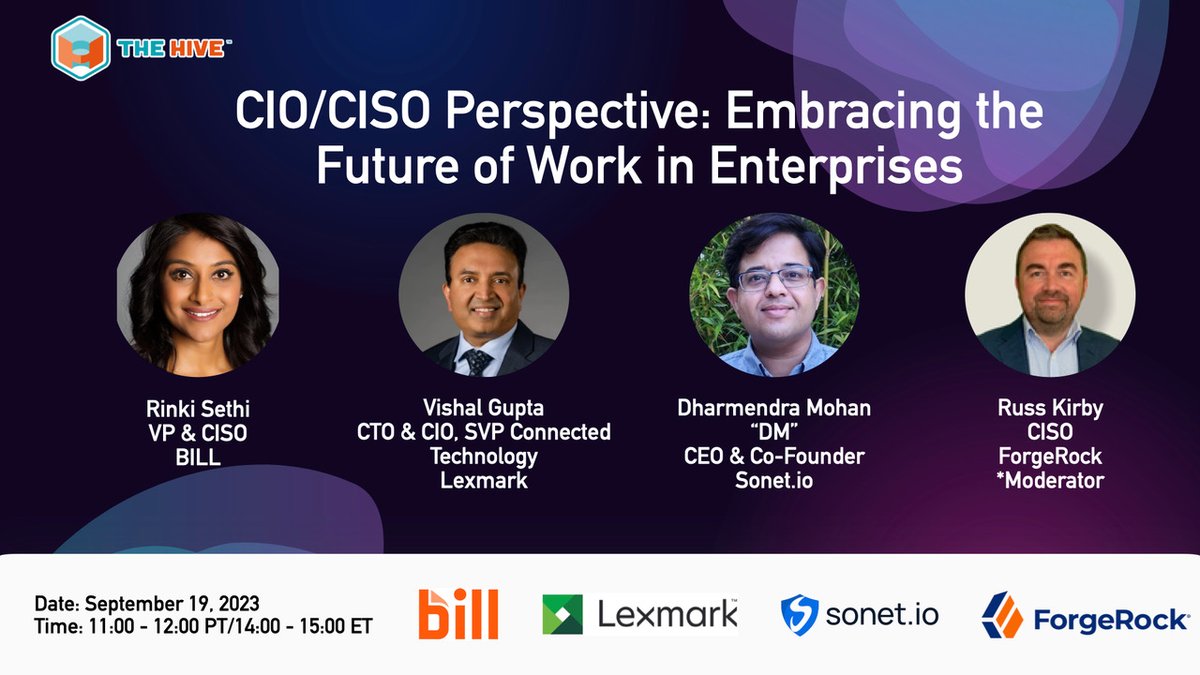 Join @hivedata to explore the evolving landscape of work, from hybrid work & on-demand talent to AI-augmented workforce with @Billco @lexmark @sonetdotio @ForgeRock & new requirements for #remotework solutions. #VDI #DaaS #VMwareExplore  #CISO #CIO  meetup.com/sf-bay-areas-b…