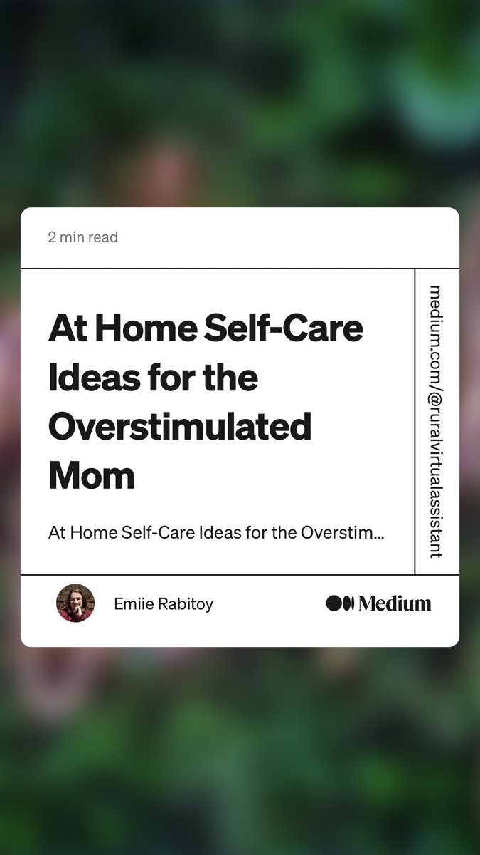 “At Home Self-Care Ideas for the Overstimulated Mom” by ⁦<a href="/TheRuralVA/">Emiie, author assistant</a>⁩
medium.com/fenomonally-yo…

#motherhood #momlife #selfcare
