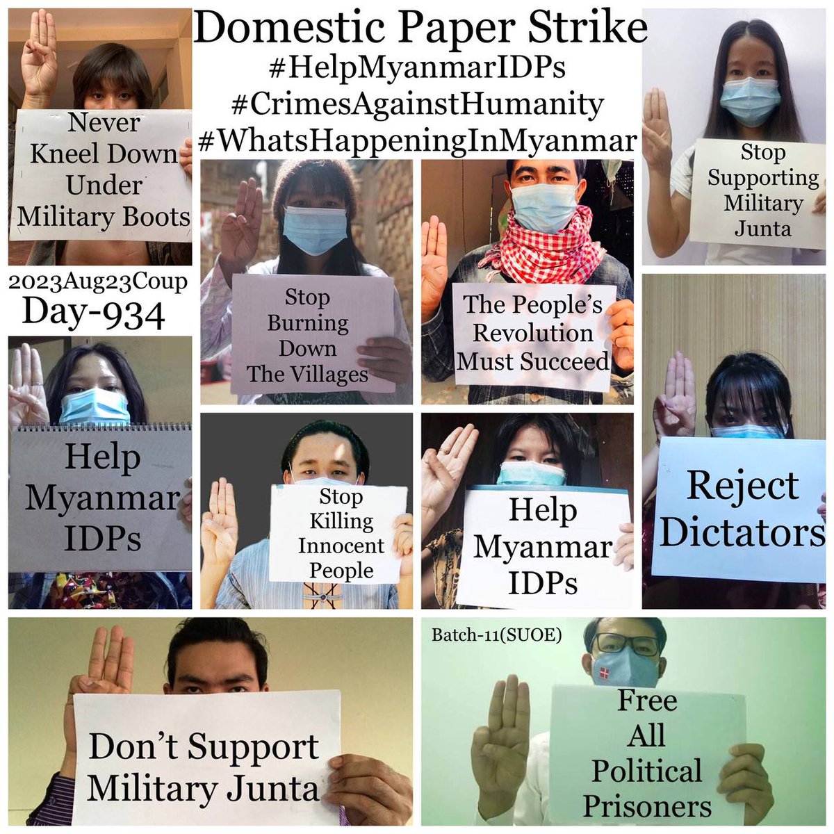 ActivistLittle's tweet photo. Daily anti-coup revolutionary domestic strike by pro-democracy CDMer teachers from Sagaing University of Education as 934th day.

#2023Aug23Coup #WhatsHappeningInMyanmar https://t.co/YK6TZ0a9uh