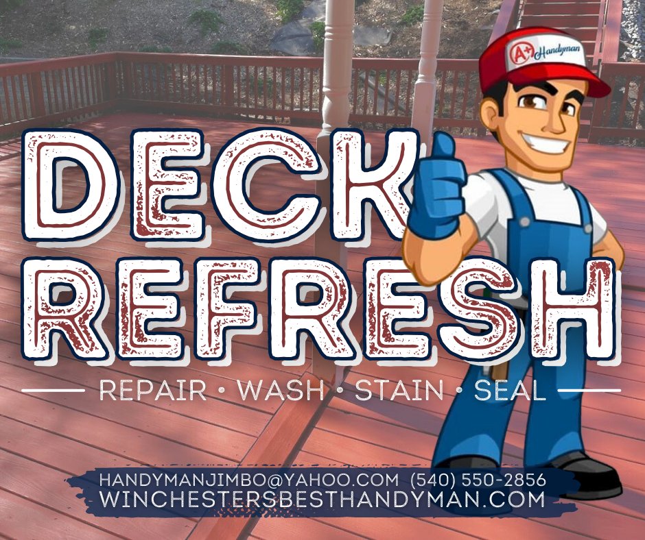 WincHandyman's tweet photo. Are you hosting an end of summer BBQ, but your deck is hosting a nest of termites? Give us a call and we can get your deck back into tip-top shape! (Please call an exterminator first, thanks.)
(540) 550-2856 handymanjimbo@yahoo.com https://t.co/k983c5NDUb