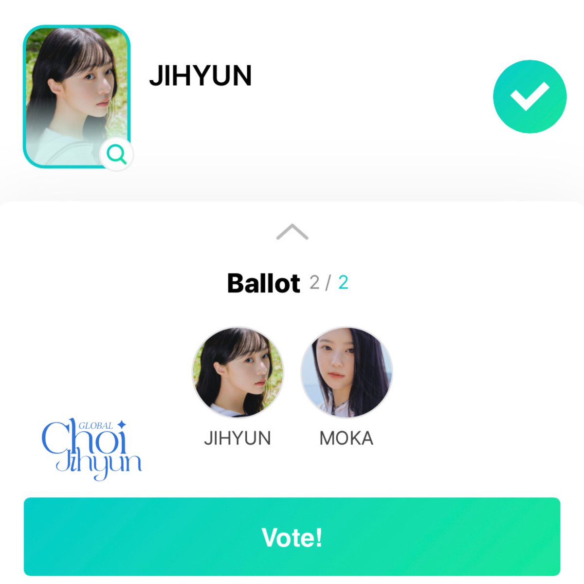 [📢] 230824 — VOTING REMINDER

CHOCOJIS! Today is the last day of voting for 2ND EVENT VOTING ROUND. Make sure to use all your accounts to vote for #JIHYUN, and don’t forget to include MOKA in your ballots.

Participate to our ongoing collaboration and use the hashtags with your