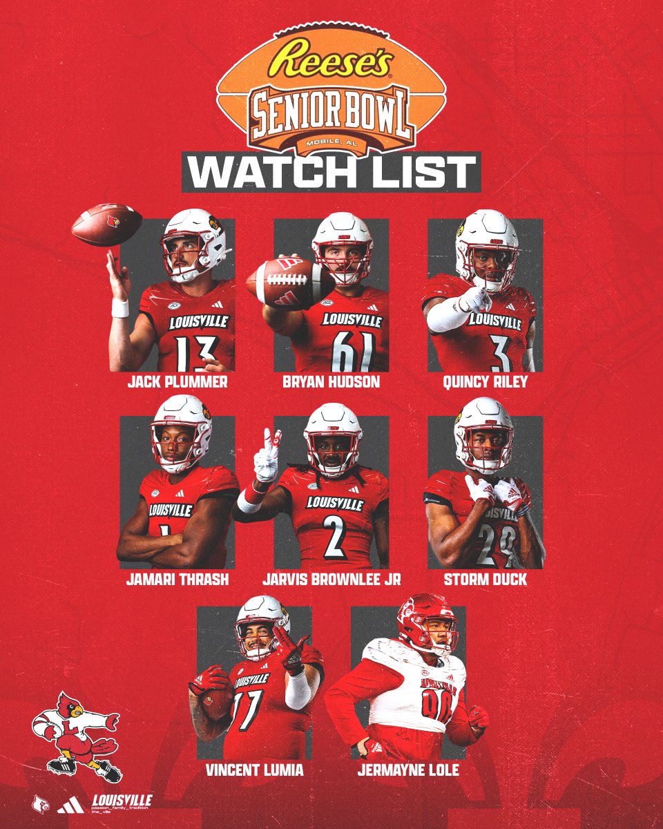 Eight Cardinals have been named to the @seniorbowl Preseason Watch List! Details: uofl.me/44nzsgr #GoCards