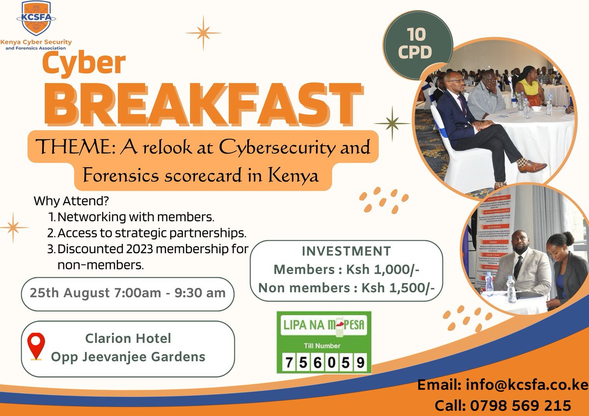 🌐 Unlock new connections and insights at  #CyberBreakfast by @kcsfa Network with peers, learn from experts, and delve into cyber security milestones. An event that promises to expand your knowledge and professional circle. #TechNetworking #InnovationMorning #cybermorning