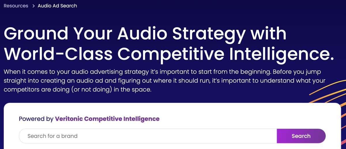 Interested in knowing what #brands are advertising on #audio, what those ads sound like, and how they are resonating with target audiences? Our Ad Search tool is here to help: hubs.la/Q01_B-Hz0 #adsearch #audioads #audiointelligence