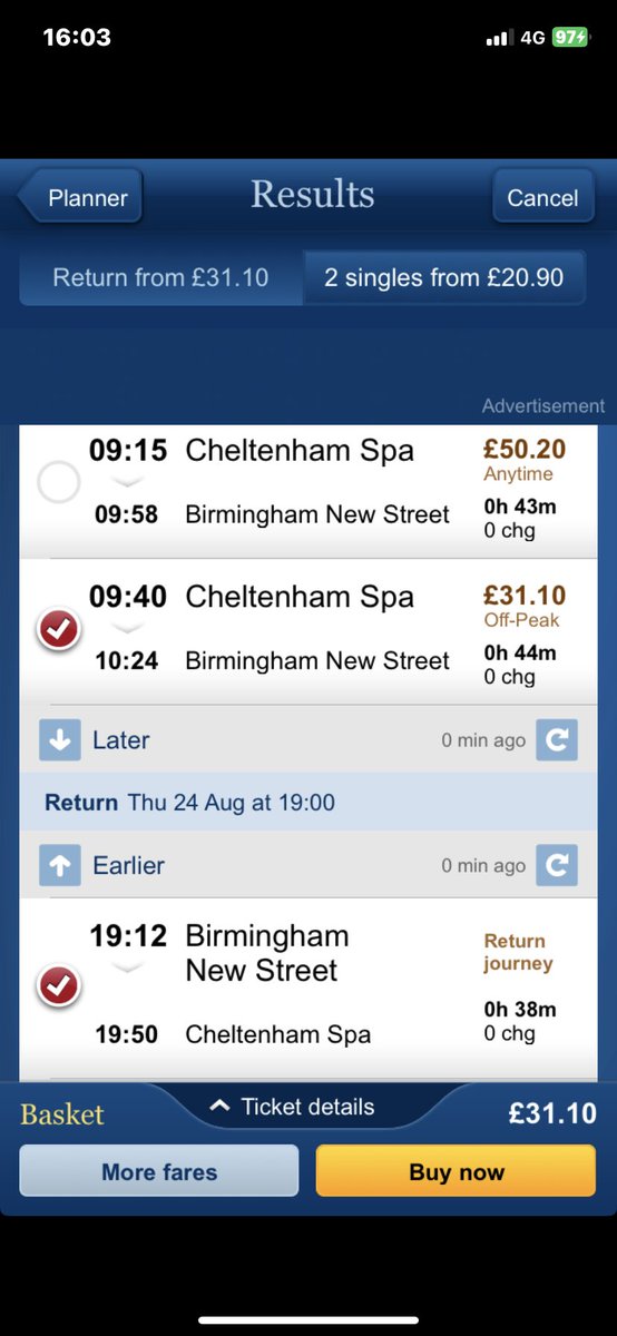 tmc665's tweet photo. @SouthCoast_LC @CrossCountryUK Off peak returns are available https://t.co/VlhDJl5J5j