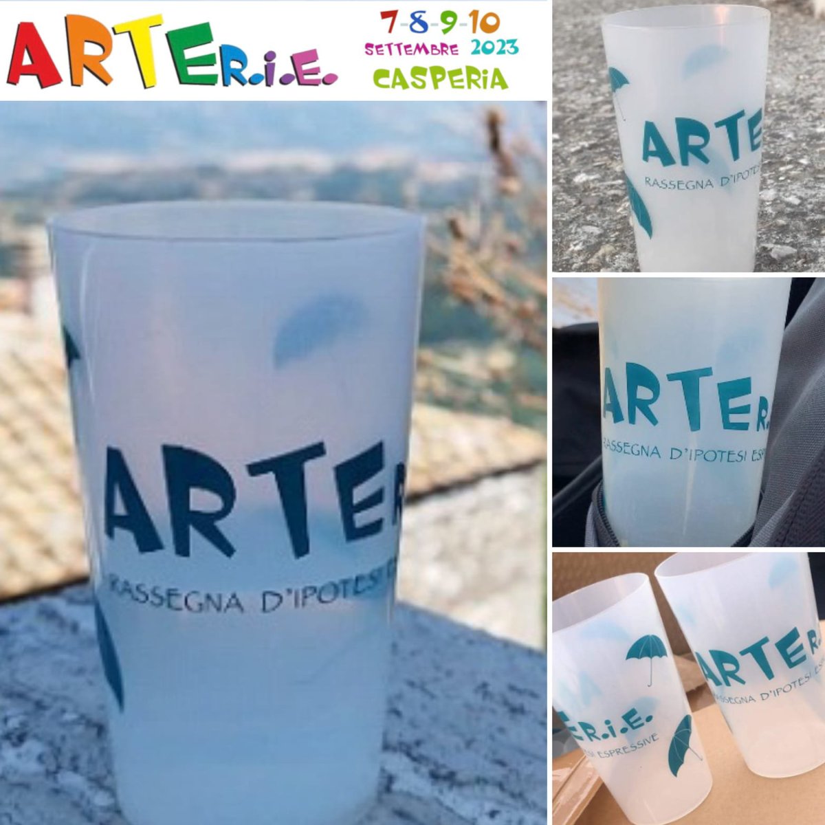 ARTE_rie's tweet photo. Da alcuni anni, Arterie si pone come obiettivo quello di ridurre l’utilizzo della plastica monouso, proponendo di portare un bicchiere o una borraccia per l’acqua oppure prendere il BICCHIERE DI ARTER.I.E. in plastica dura #ecologia #arte ➡️info https://t.co/PsJvwtuVq1 https://t.co/6VWOQ8JIjb