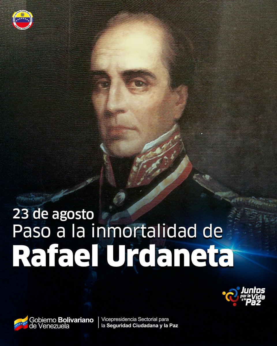 📆 || Conmemoramos 178 años de la siembra del militar y prócer venezolano Rafael Urdaneta, conocido como el "más leal de todos los leales a Simón Bolívar". 

Tuvo un significativo rol en la Campaña Admirable y fue Presidente de la Gran Colombia.

#ConsensoPorElBienestar