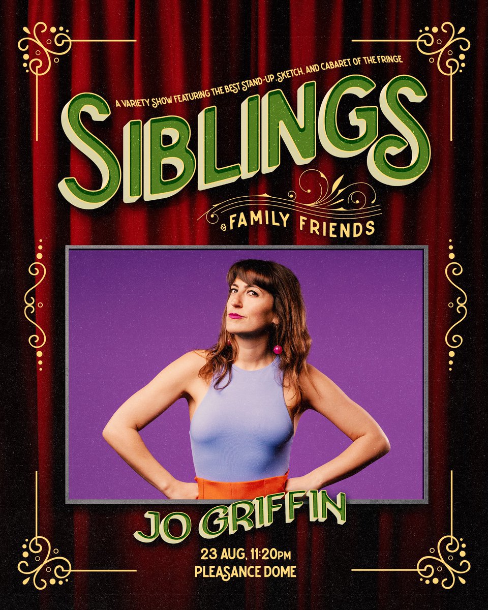 🔥 LINEUP ANNOUNCEMENT 🔥 Gold family member, comedy queen and No 1 Belushis fan @_JoGriffin is BACK! and not just doing comedy tonight.. youl have to come see what In the FINAL SIBLINGS & FAMILY FRIENDS TONIGHT! @ThePleasance / QUEEN DOME / 11:20pm pleasance.co.uk/event/siblings…