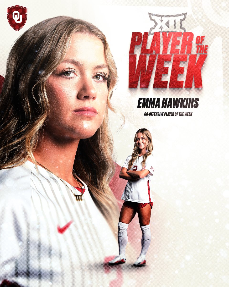 𝙋𝙡𝙖𝙮𝙚𝙧 𝙤𝙛 𝙩𝙝𝙚 𝙒𝙚𝙚𝙠 🤩 

Emma Hawkins earns <a href="/Big12Conference/">Big 12 Conference</a> Co-Offensive Player of the Week after scoring five goals on opening weekend! 

» bit.ly/3ONDJE1 | #BoomerSooner☝️⚽