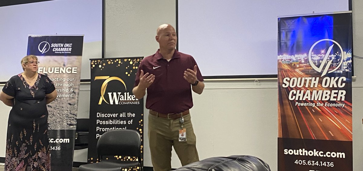 A great morning with <a href="/southokcchamber/">SouthOKCChamber</a> <a href="/OKCPAL/">OKC PoliceAthleticLeague</a> Lt Hernandez &amp; <a href="/OKCPS_Athletics/">OKCPS Athletics</a> Eddie Wright discussed the positive impact of this relationship. <a href="/OKCPS/">OKC Public Schools</a> Supt. McDaniel discussed Leadership and core values matter and Attention to students “Fundamental Basic needs” #MT4Life