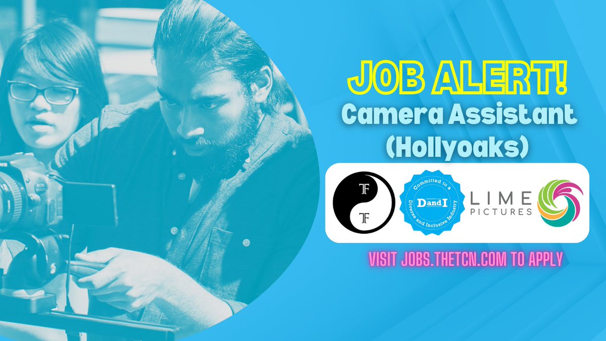 🚨 JOB ALERT 🚨

@LimePictures are looking for a Camera Assistant to join our incredibly talented camera team on Hollyoaks.

🔗zurl.to/jQ0K?source=Ca…

#TCN #DandiorgUK #TCNTalentPool #HelpingPeopleHappen #TVJobs #cameraassistant #LimePictures