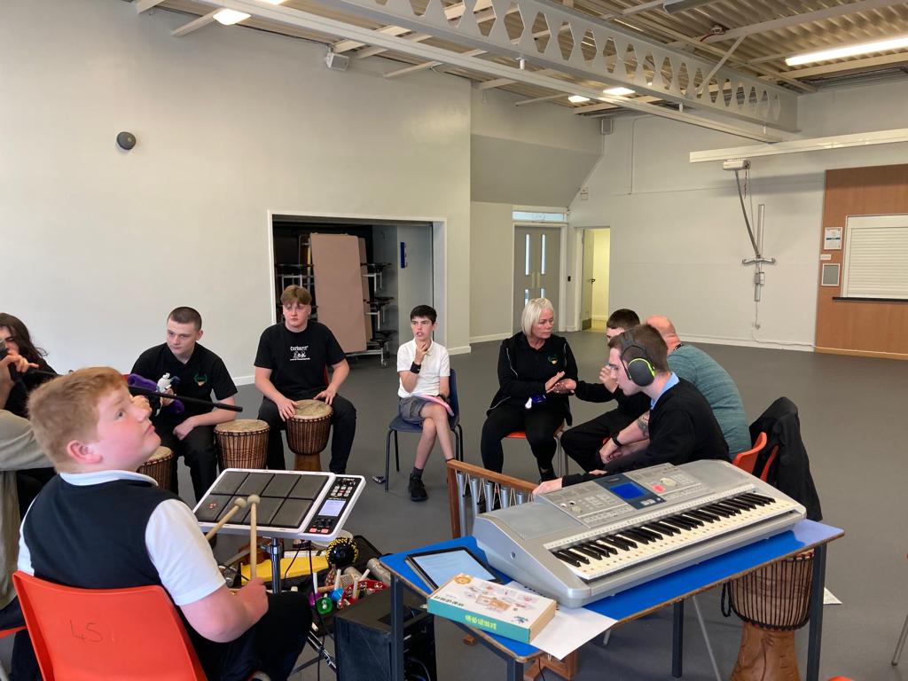 Micheal from Michelle's Class and All of Paul's Class came down to visit The Carnbroe Campus and for a spot of music with Reeltime today.