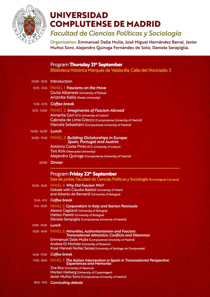 "La Revolución Contra-revolucionaria. Conservadores y fascistas en perspectiva transnacional". Madrid, 21-22 septiembre 2023.