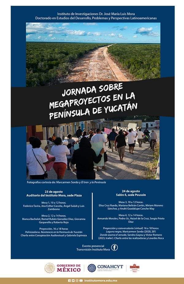 SergioPrietoD's tweet photo. Hoy y mañana les esperamos en este encuentro de cosmovisiones, pensamientos y voces diversas sobre los impactos de los megaproyectos en la Península de Yucatán. 

#NoTrenMaya
#SelvaMeDelTren 
#FronteraSur
@OmtLit https://t.co/ETuPtd2jTC