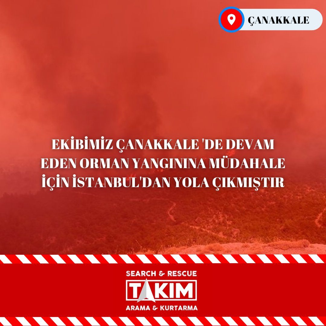 Takimsarorg's tweet photo. Ekibimiz sabah saatlerinde #Çanakkale yangınına müdahale için yola çıktı. 

#takimsar https://t.co/7kUrTnXDSR