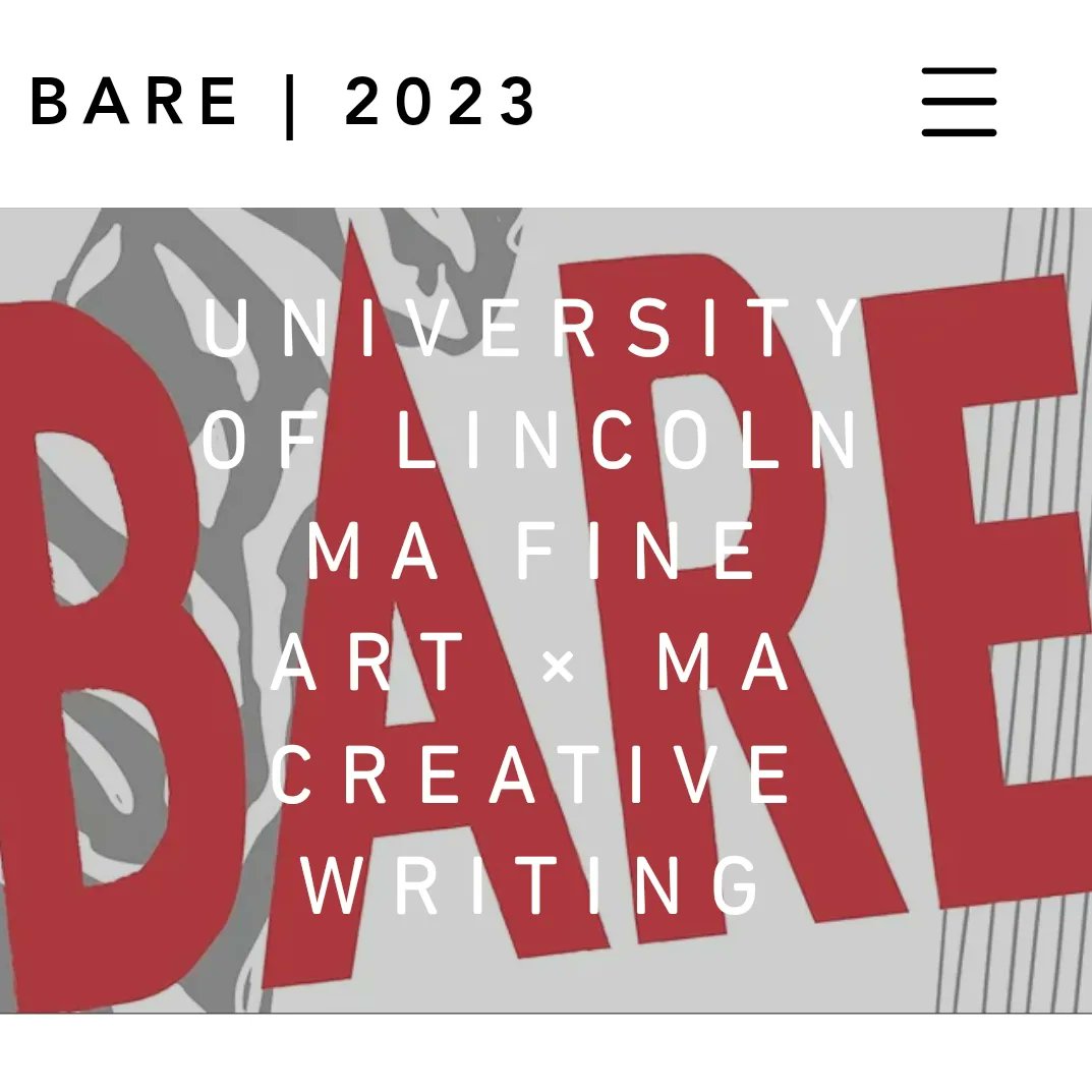 Our MA Exhibition website is now live! 

Click the link to read a forward from the programme leaders, and more about the artists and their projects. 

It is this Friday (25th) 18:00-20:00, in Project Space Plus. 

bareexhibiton.wixsite.com/bare