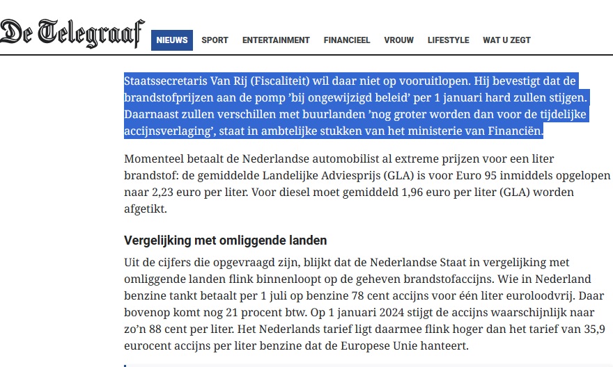 LowikRonald's tweet photo. Ga zoveel mogelijk naar Duitsland of België om te tanken en boodschappen te doen. Laat de Nederlandse overheid optiefen met haar #accijns.
#Euro95 #benzine
Telegraaf - “Brandstofprijs volgend jaar verder omhoog: mogelijk €2,44 voor liter Euro95”
https://t.co/hhsVg7UXcM https://t.co/YUW9yPaQmG