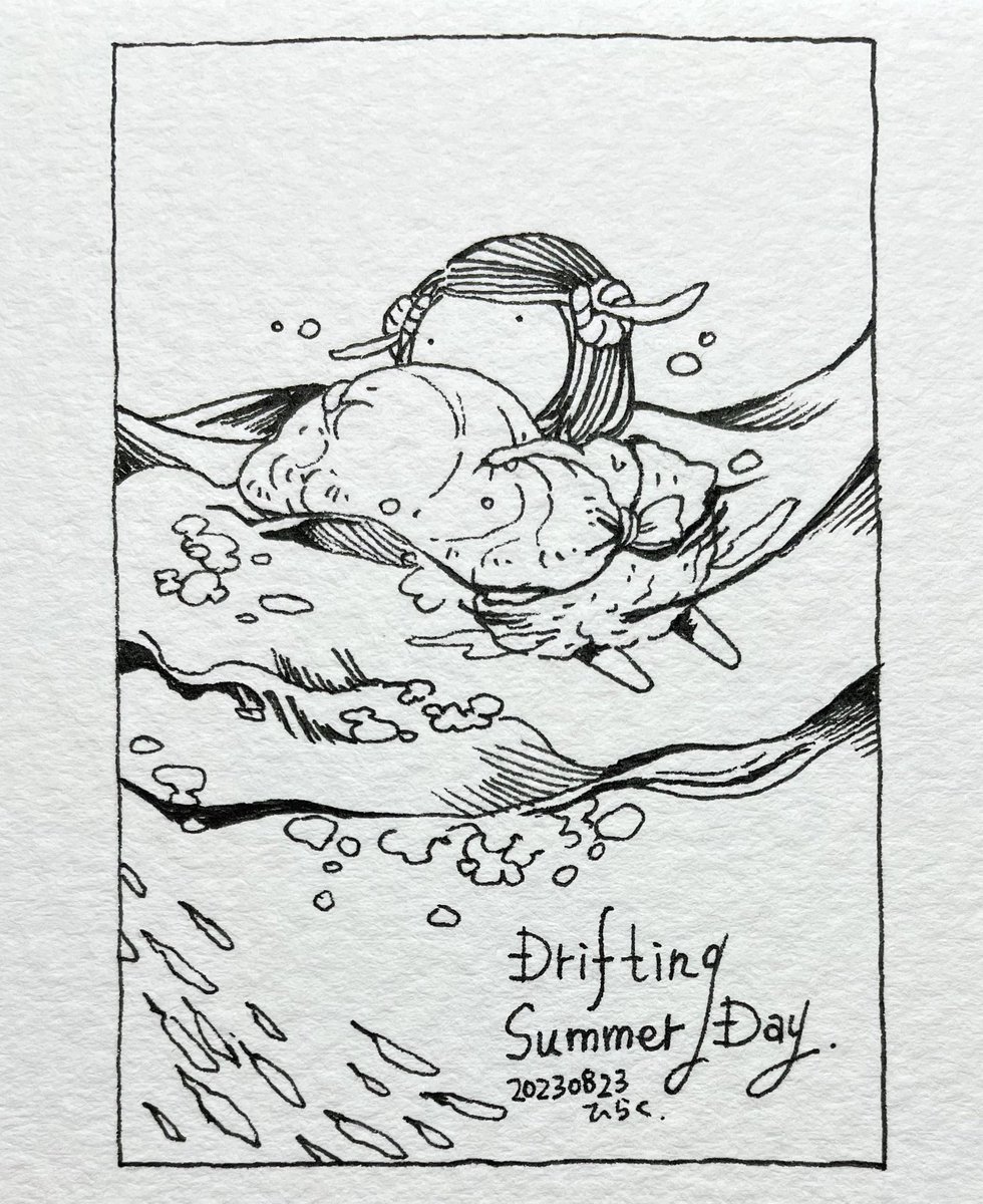 8/23:
漂う夏の日。
 #Pavot  #ペン画

(後で塗ります/I will color it later.) 
