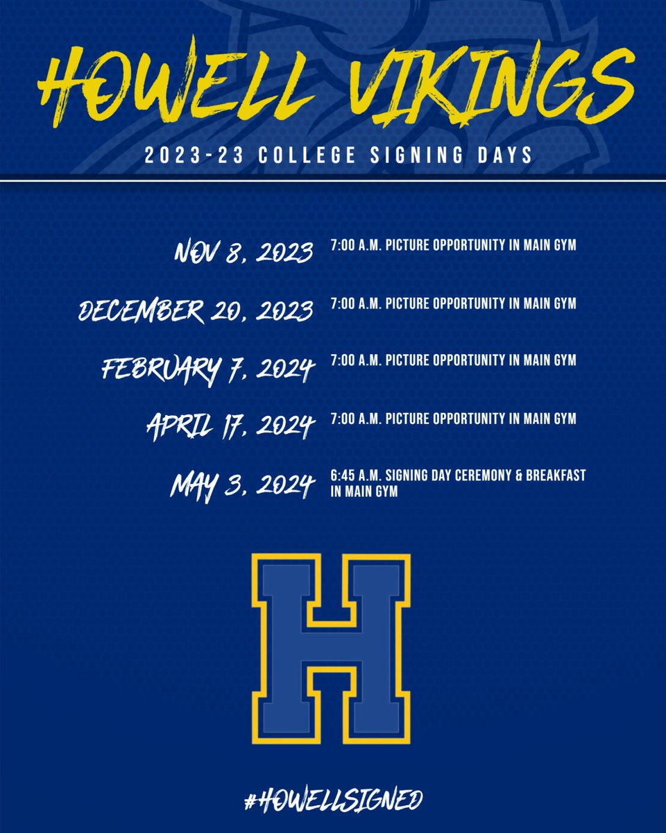 FHVikings's tweet photo. Over the course of the past nine years we have had over 500 students further their education &amp; activity/sport at the college level. We can't wait to celebrate our C/O 2024 signees this coming school year! #unmatcHed #HowellSigned https://t.co/AfARI3Qnef
