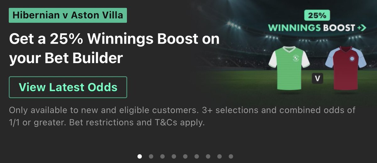 LordFootyTips's tweet image. 👀 bet365 are offering another 25% boost for bet builders on Hibernian v Aston Villa… 

I’m going to be posting my bet builder exclusively in my completely FREE telegram… 👇🔥

t.me/+nRtOxvjkVhg2N…