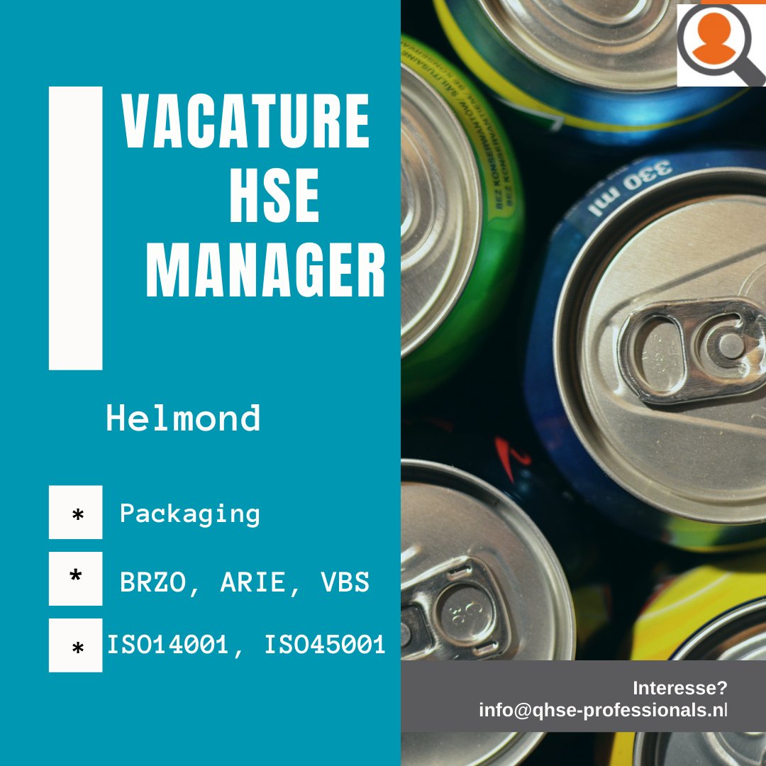 QHSE_Profs's tweet photo. Vacature Manager HSE Packaging (HVK) omg. Eindhoven. 

Interesse of meer weten? Lees hier dan verder: https://t.co/qWD9tXXjD9

#vacature #BRZO #ARIE #VBS #gevaarlijkestoffen #HVK #HSE #safety #HSE #Eindhoven #NoordBrabant #ISO14001 #ISO45001 #Helmond https://t.co/74hSDc1AOp