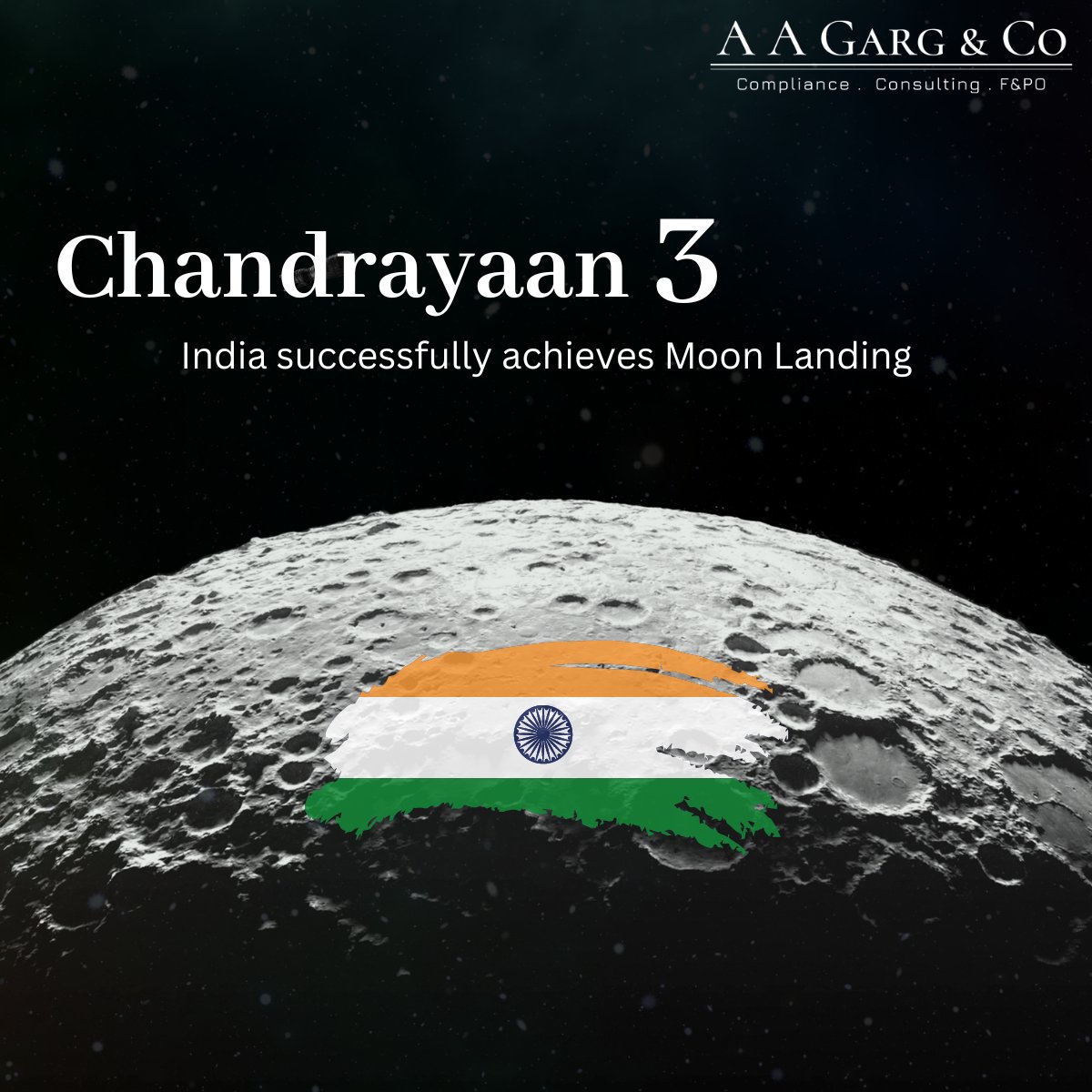 AAGargCo's tweet photo. 🌕 #Chandrayaan3: 𝐓𝐨𝐮𝐜𝐡𝐢𝐧𝐠 𝐍𝐞𝐰 𝐇𝐨𝐫𝐢𝐳𝐨𝐧𝐬 🚀✨
In a remarkable feat of space exploration, Chandrayaan 3 has successfully landed on the #Moon, marking a significant milestone for India's space endeavors. 🌙🛰️
#SpaceMissions #ScienceAndDiscovery #ProudMoment https://t.co/l59IGkApaV