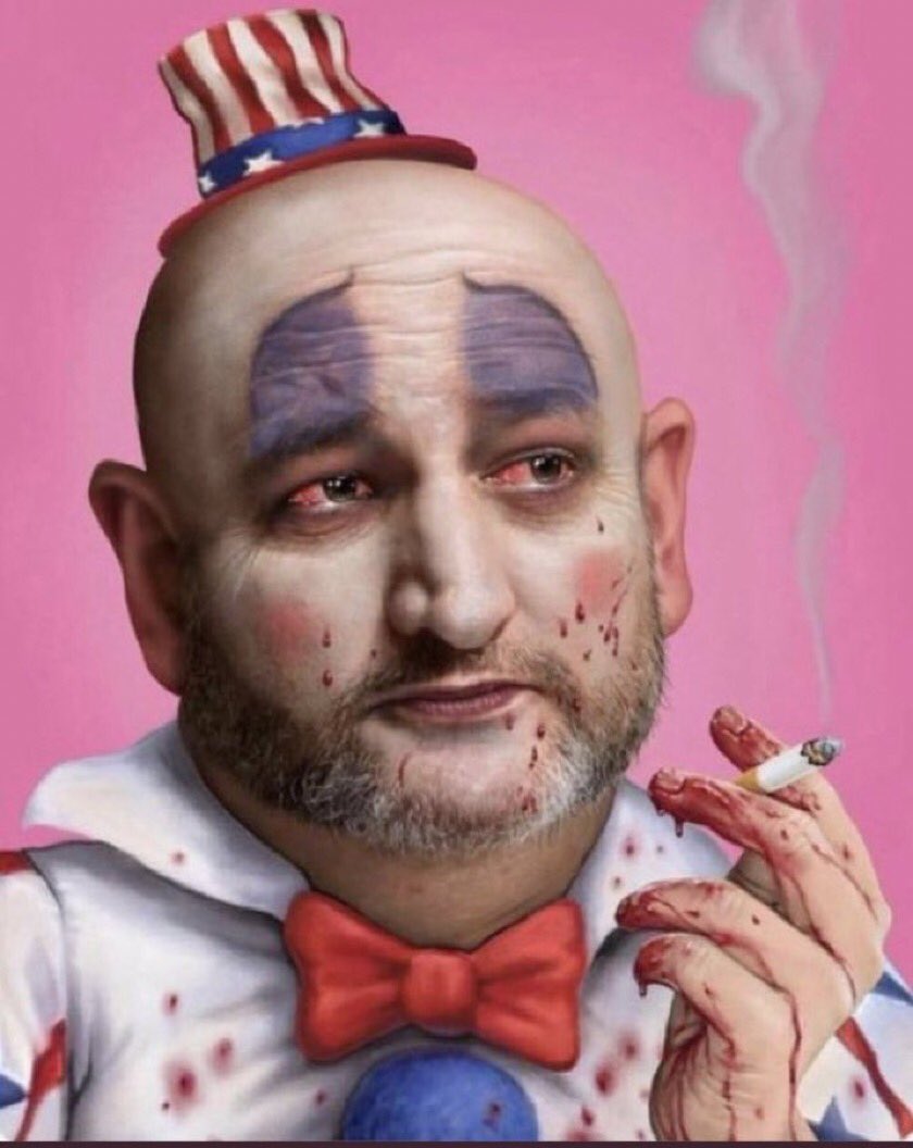 herman1496's tweet photo. @tedcruz Such a fat cat on your back Texas! 

Seriously now, what does he really do for you the People of Texas? 

He’s an insurrectionist, a fascist, a racist, and belongs in a traveling circus because he s a clown!

Beware of him he’s dangerous. https://t.co/hu5RSAuSrs