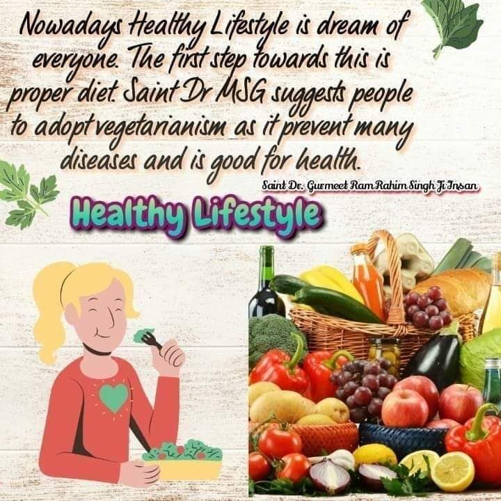 Saint Gurmeet Ram Rahm ji spread awareness of healthy vegetarian diet & quit non-veg foods.Millions have pledged & are following vegetarianism with Saint MSG'S impactful guidance & living a life free of cruelty & violence.

#Vegetarianism 
#ChooseToBeHealthy
#BeWiseChooseRight