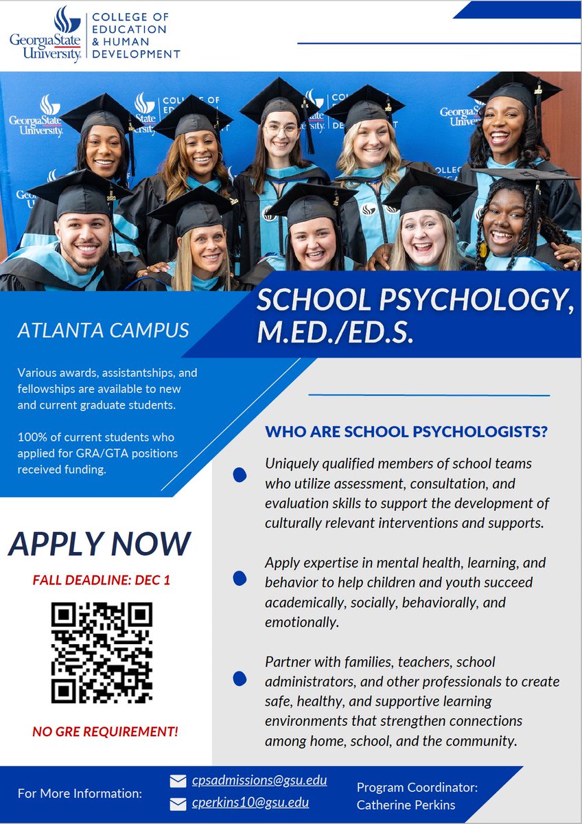 Interested in becoming a #schoolpsychologist? Apply to #GSU today!

#schoolpsych #PantherPride
