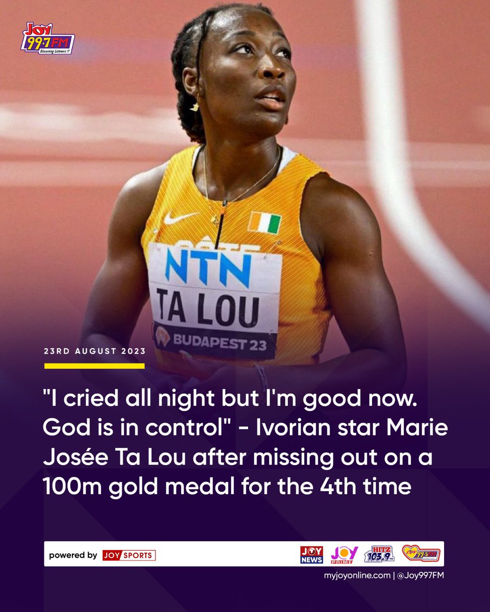 Marie-Josée Ta Lou, who has gained a reputation for always being so close, but never winning, was inconsolable after the #Budapest2023 100m final. myjoyonline.com/budapest-2023-… #WorldAthleticsChamps | #JoySports