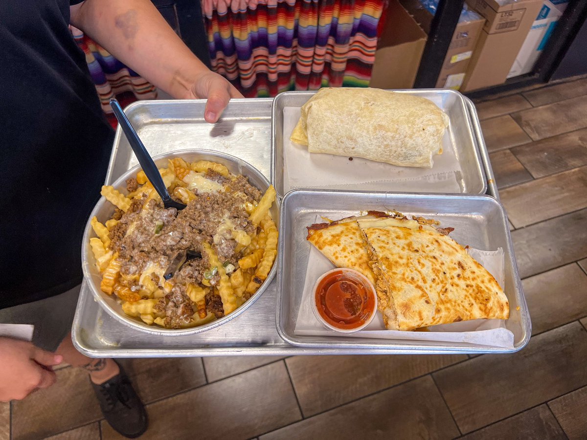 Would you rather have dirty fries, a burrito, or a quesadilla??